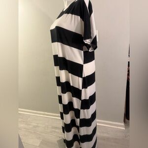 LuLaRoe Maria Maxi Dress 3XL Black & White Stripe